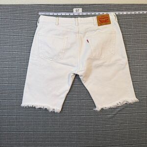 Levi's 501 Men's Shorts White Denim Cotton Frayed Hem Size 38